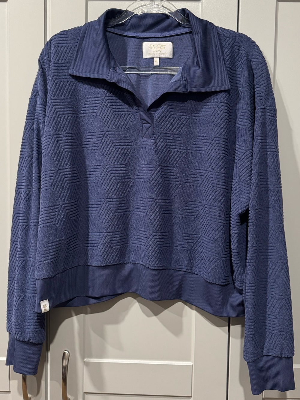 Women's Simply Southern Navy Textured Quarter-Zip Pullover